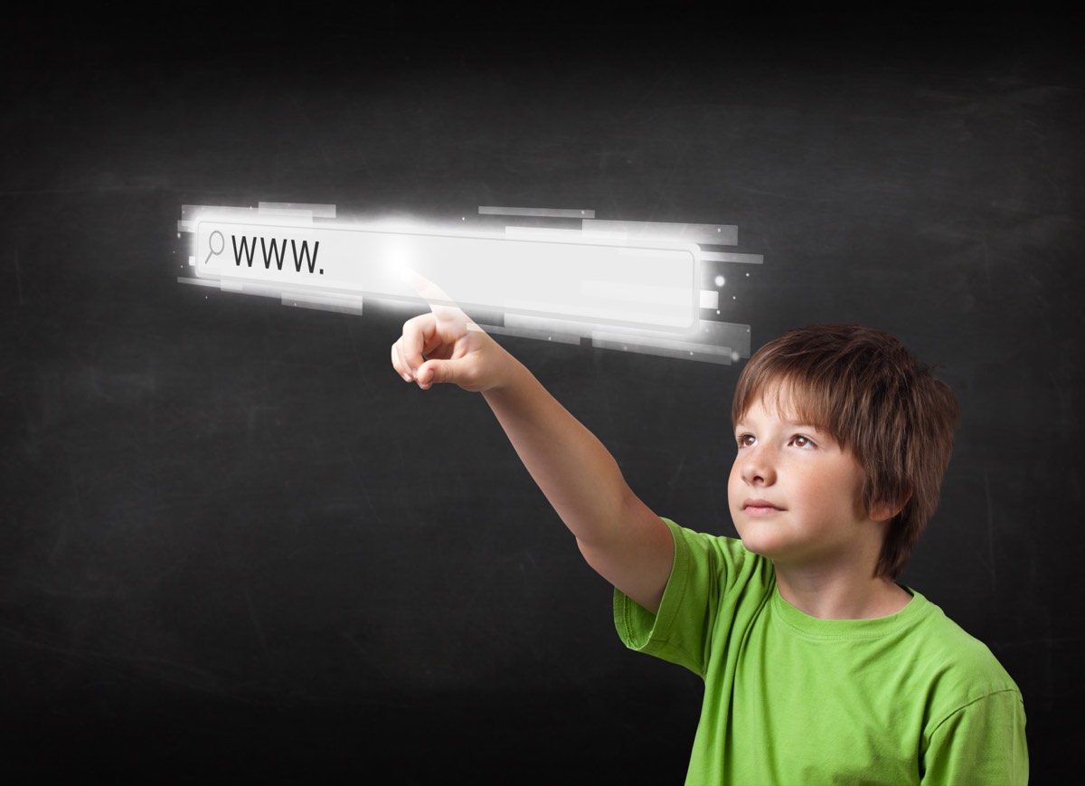 Domain name web address being registered on a laptop screen
